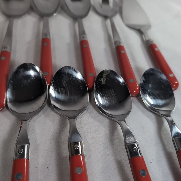 51 IKEA Red Stainless Steel Cutlery Flatware Serving Utensils Fork Spoon Knife - Picture 9 of 14